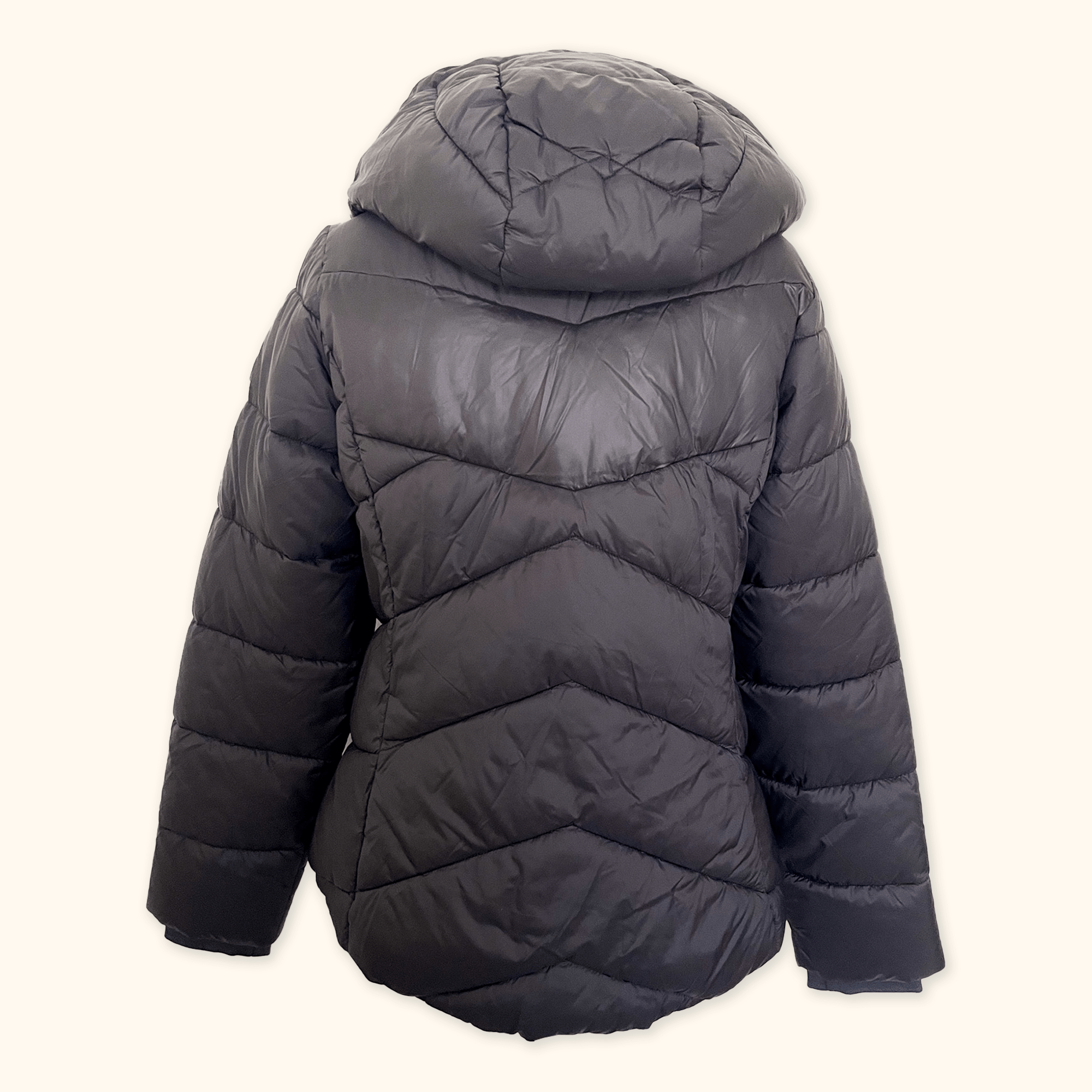 Barbour Black Down Padded Puffer Coat with Hood - Size 12 Barbour