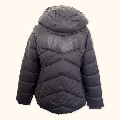 Barbour Black Down Padded Puffer Coat with Hood - Size 12 Barbour