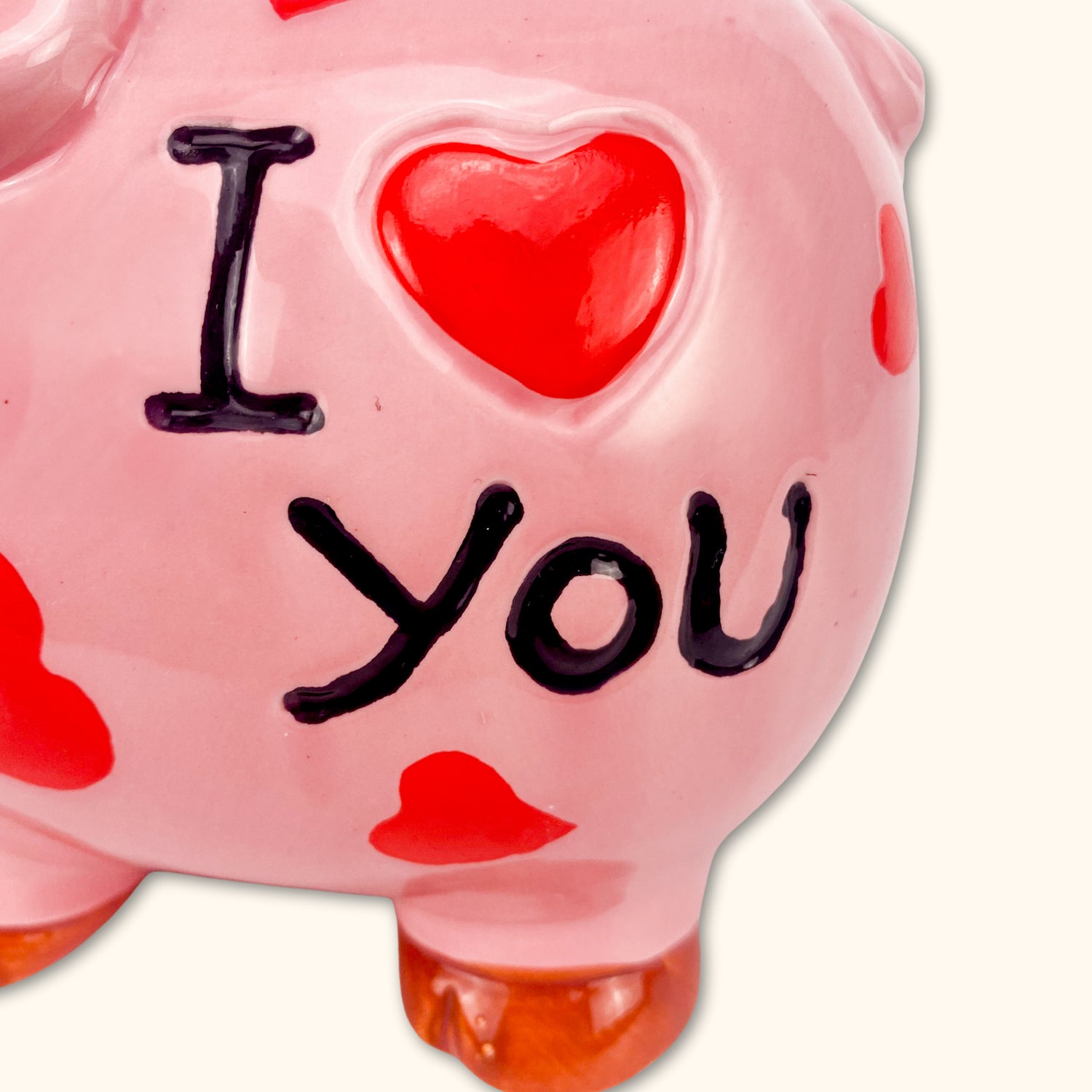 Ceramic &quot;I love you&quot; Pink Pig Piggy Bank -  - Home Decor