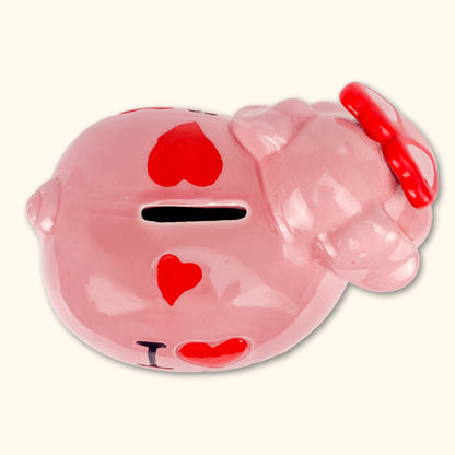 Ceramic &quot;I love you&quot; Pink Pig Piggy Bank