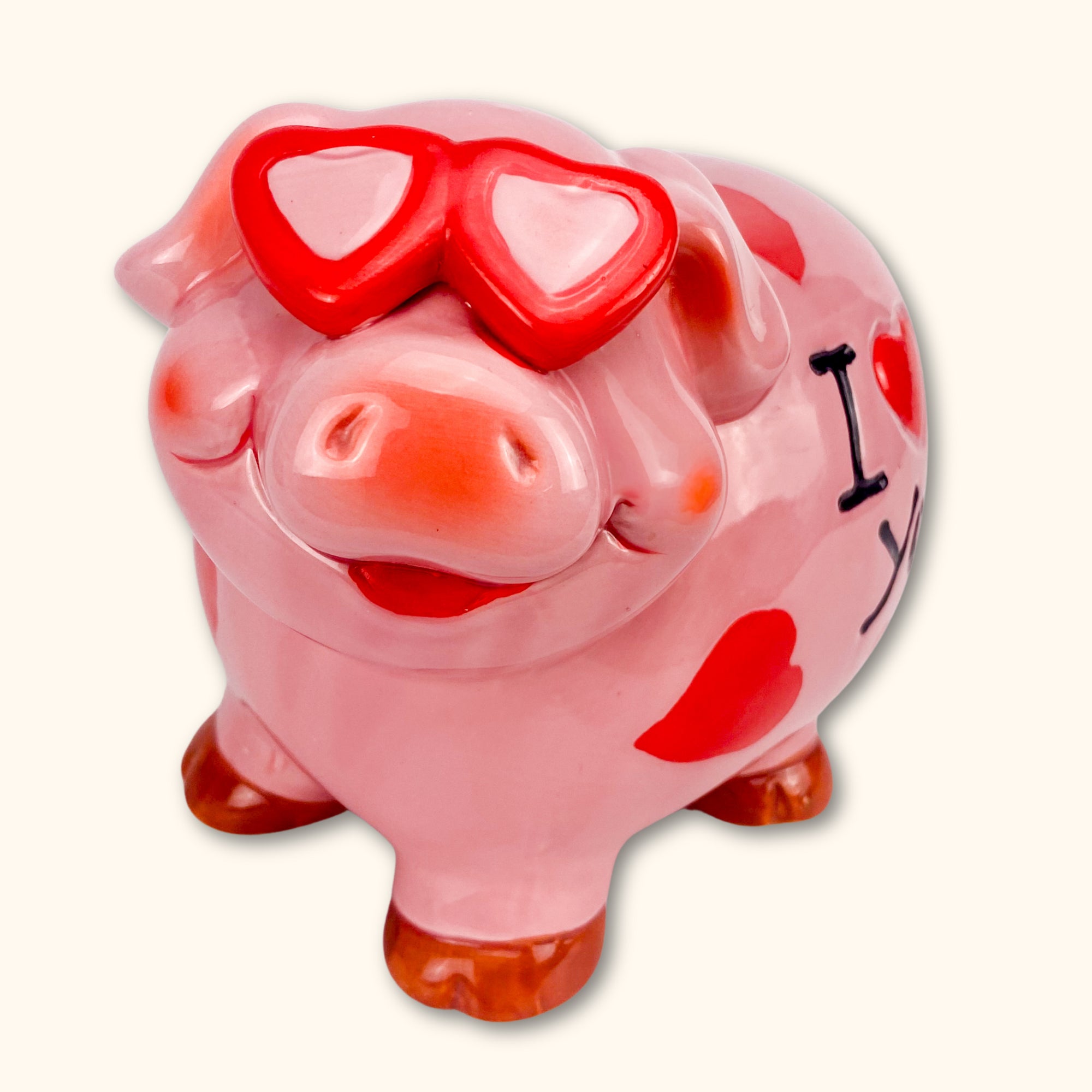 Ceramic &quot;I love you&quot; Pink Pig Piggy Bank -  - Home Decor