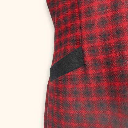 Hobbs Moon Red Check Wool Dress - Size 16