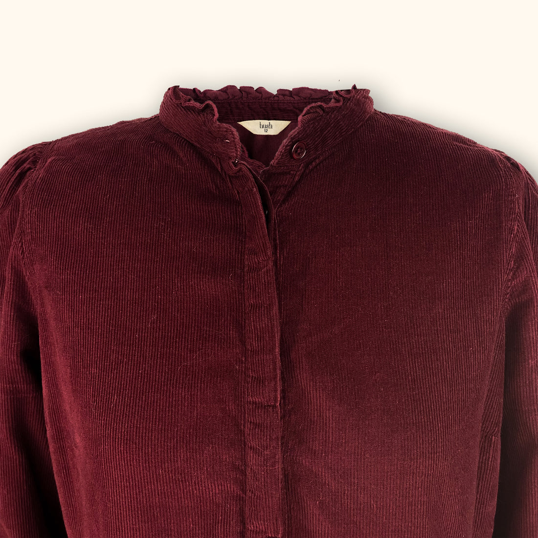 Hush Long Sleeve Corduroy Burgundy Dress - Size 12 -  - Dresses