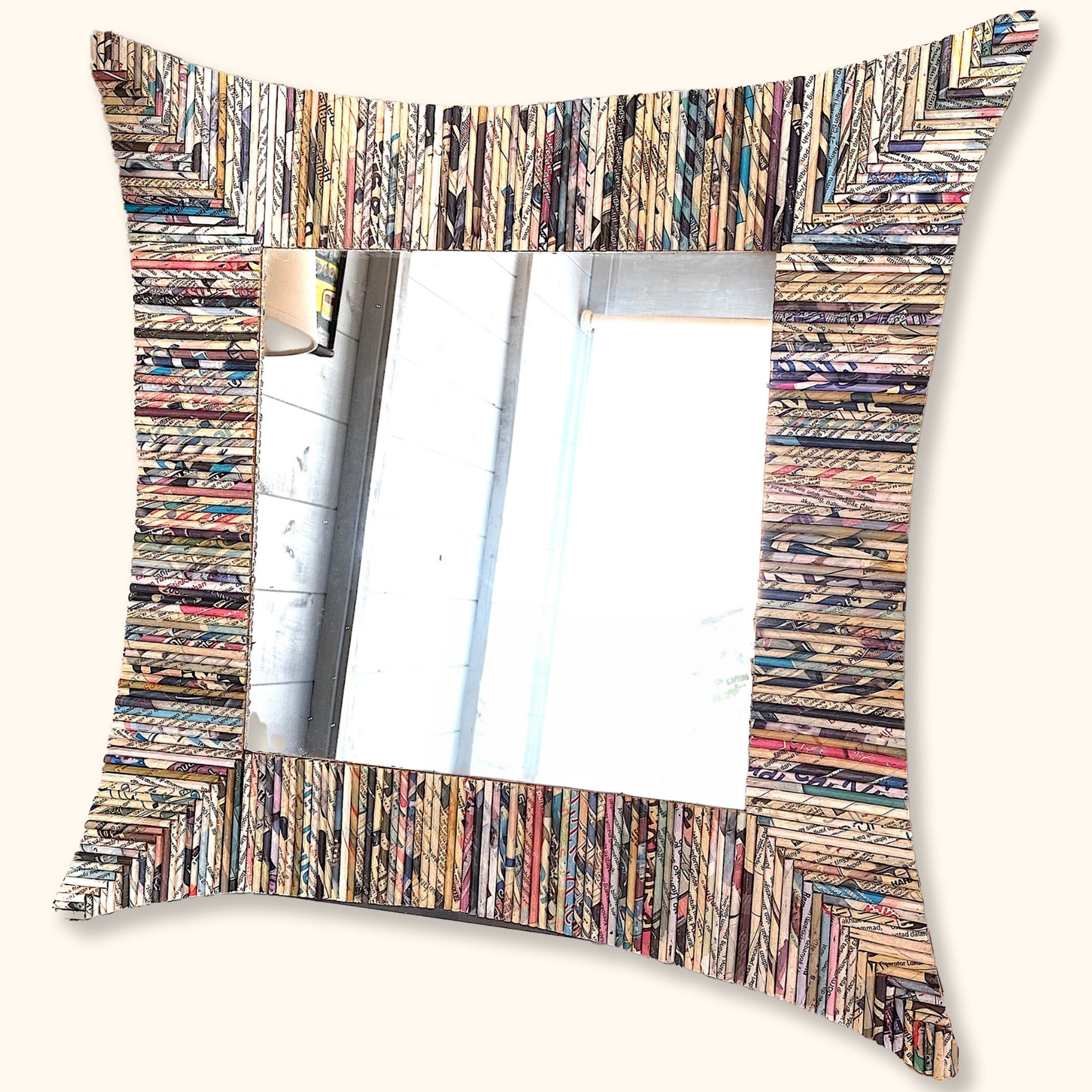 Recycled Newspaper Square Mirror