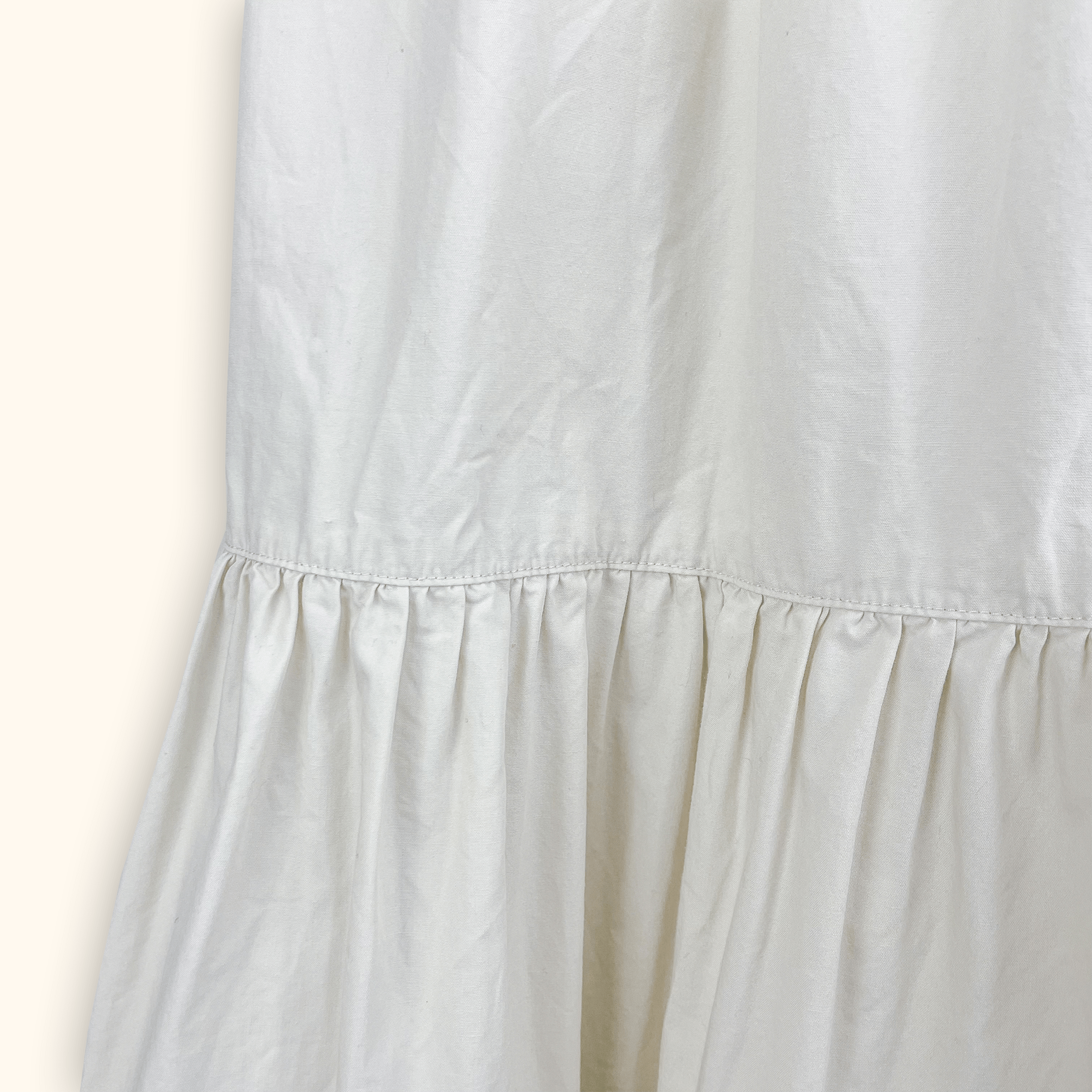 Monki Cream Cotton Tiered Midi Dress - Size Small