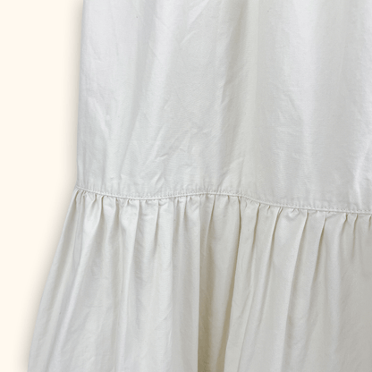 Monki Cream Cotton Tiered Midi Dress - Size Small